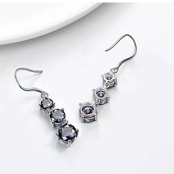 Gorgeous 925 Silver Drop Earrings Mystic Topaz - Picture 3 of 5